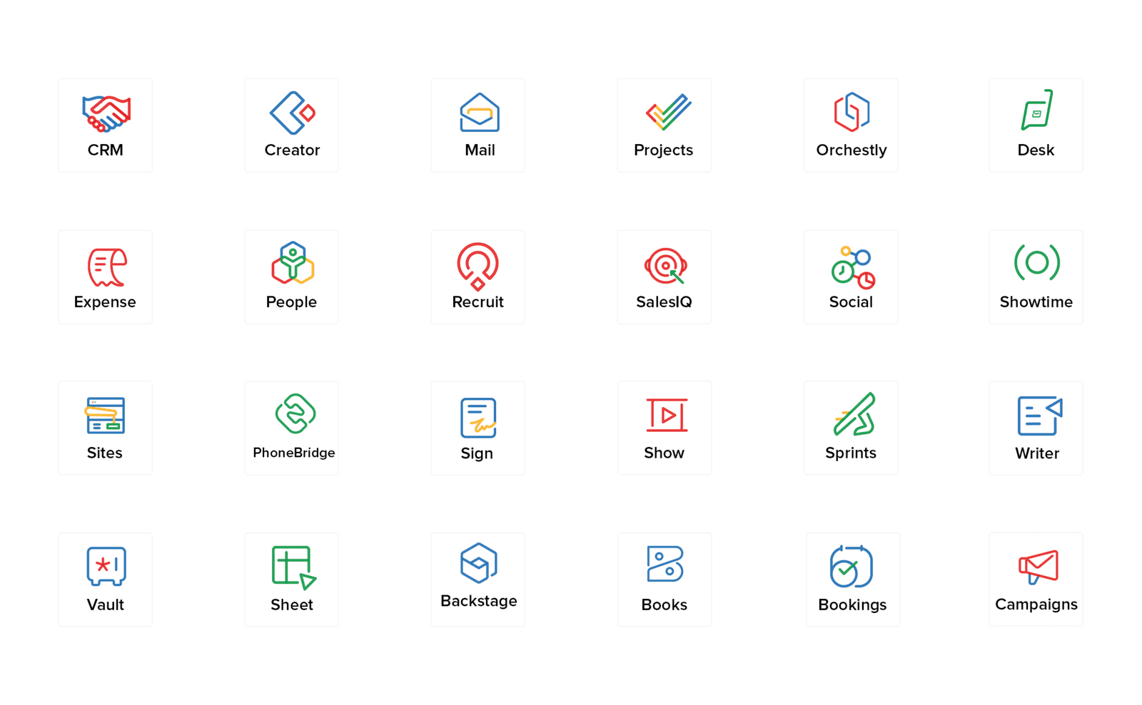 Plusieurs Applications de la suite Zoho One